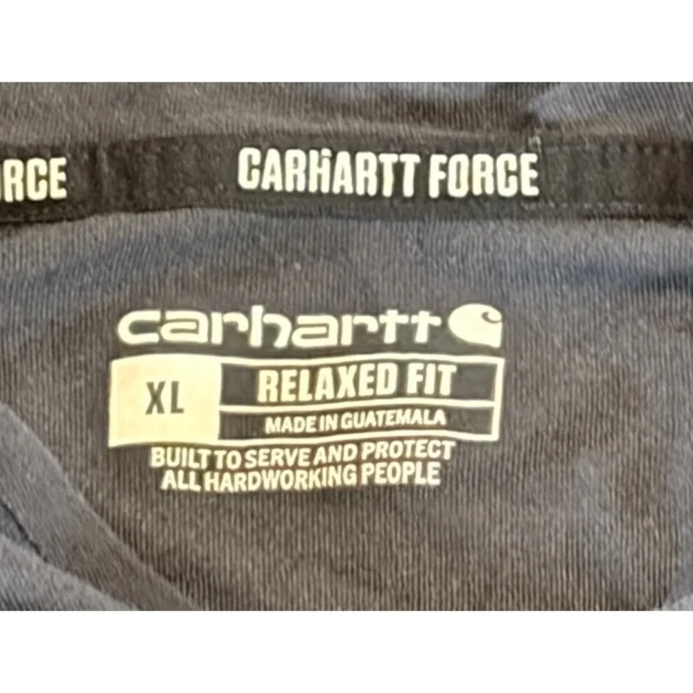 Carhartt Force Hoodie Shirt Mens XL Navy Blue Relaxed Fit Stretch Workwear - Picture 2 of 9